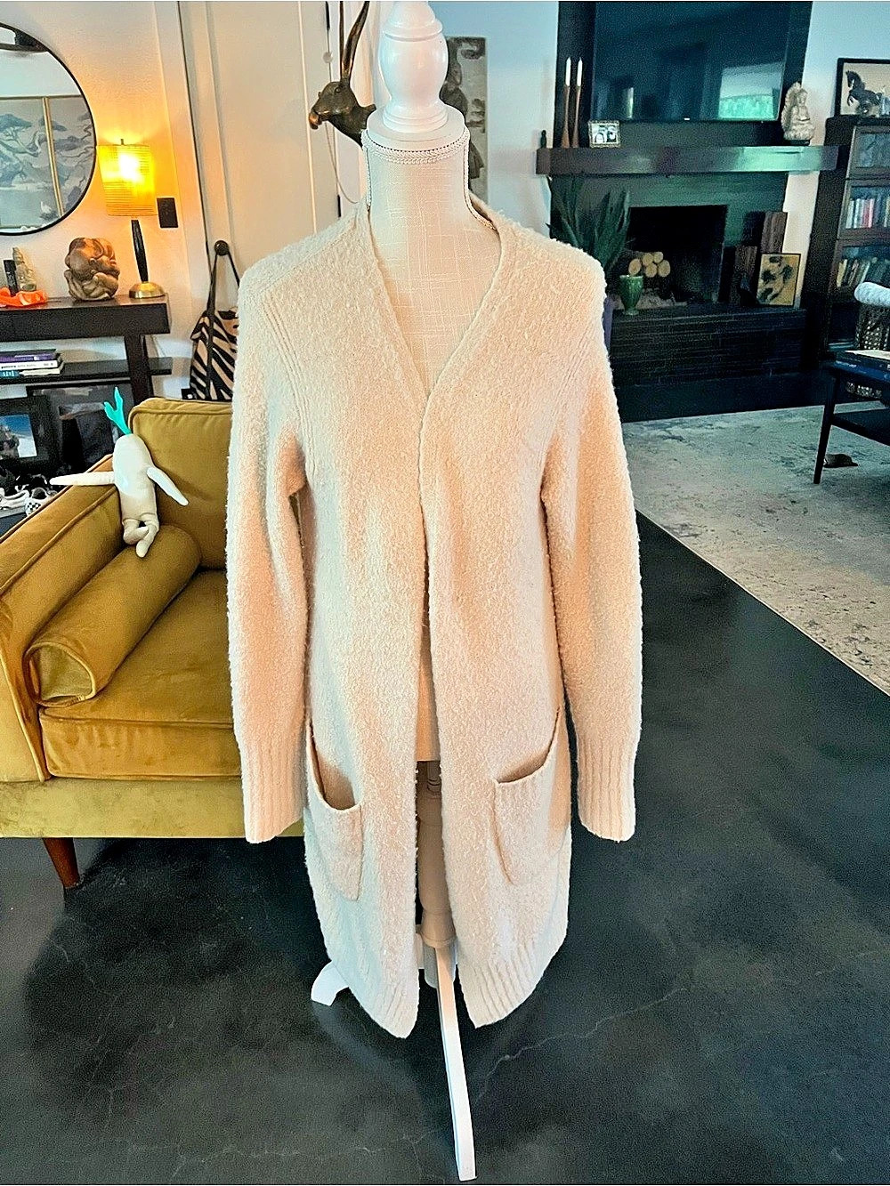 J.Crew Long open-front cardigan sweater of white XS